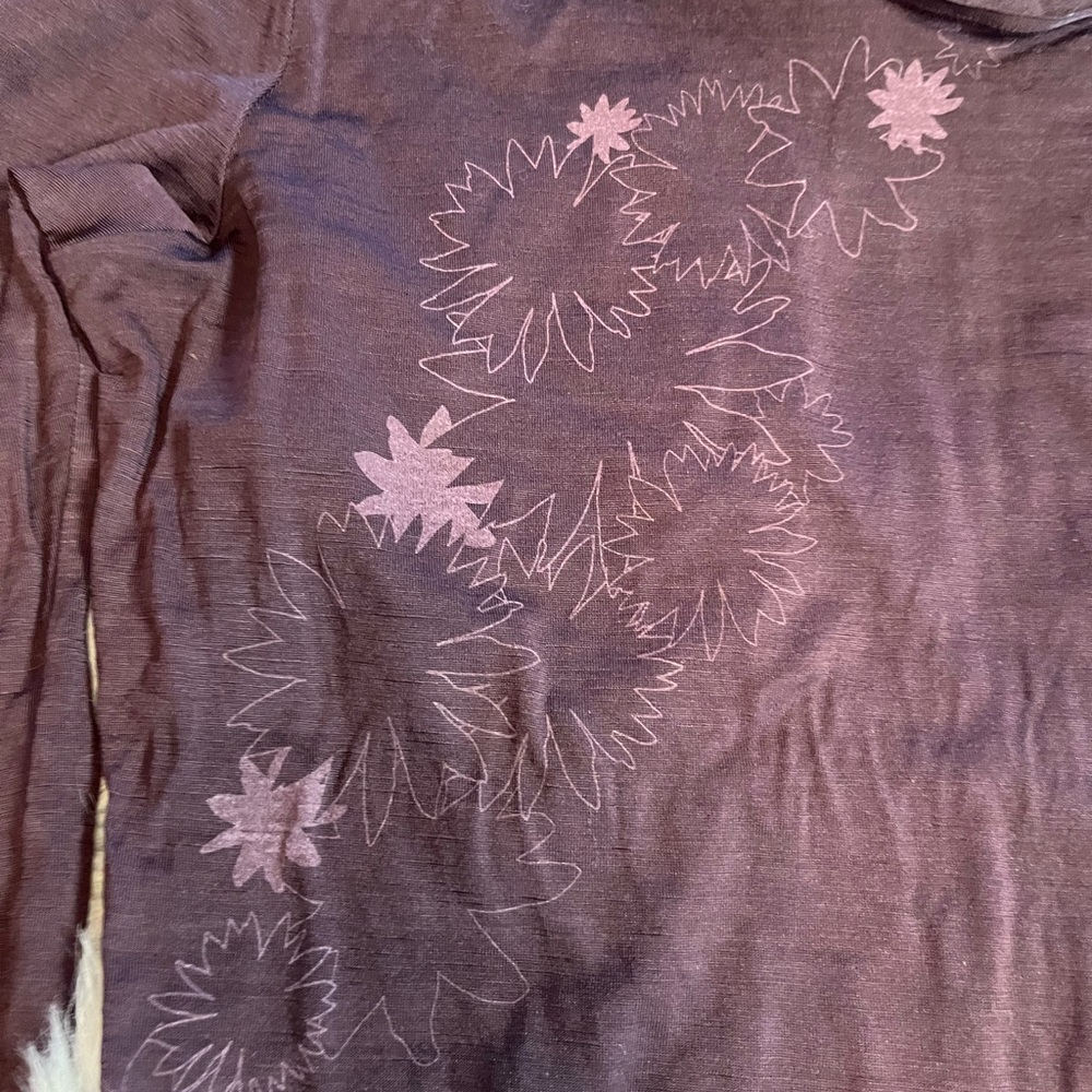 Icebreaker Plum Long Sleeve Floral Crewneck Wool Top - Picture 2 of 7